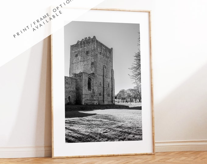Portchester Castle - Photography Print - Portsmouth and Southsea Prints - Wall Art -  Frame and Canvas Options - Portrait - BW