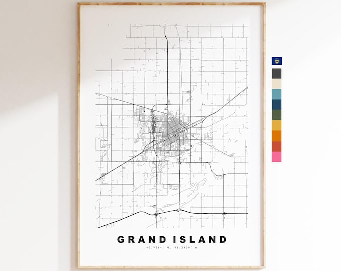 Grand Island Map Print - City Map Poster - Map Art - USA City Maps - Grand Island Print - Poster - Minimalist City Map - Nebraska