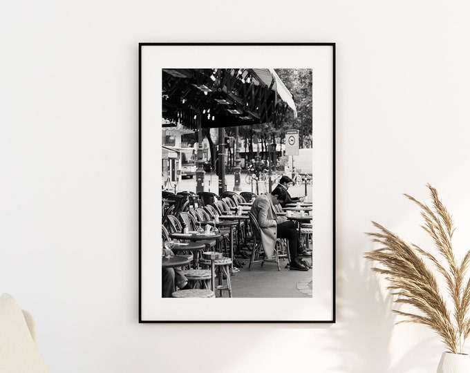 Paris Black and White Cafe Print - Paris Photography Print - Fine Art Photography - Paris Wall Art - Paris - Print - Poster - Paris Art