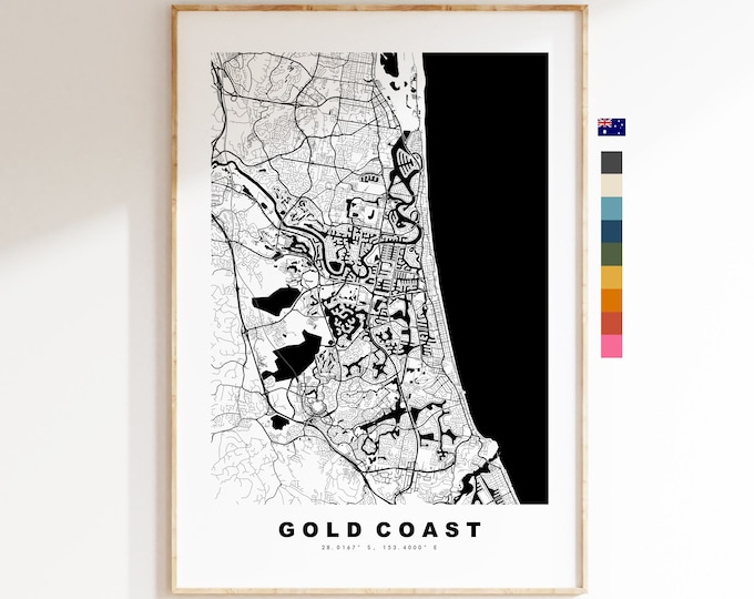 Gold Coast Map Print - City Map Poster - Map Wall Art - Australia City Maps - Gold Coast Print - Gold Coast Poster - Minimalist City Map