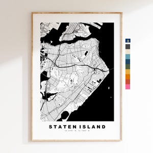 Staten Island Carte de la ville Imprimer - impression de carte - art de la carte - estampes ou impressions encadrées - États-Unis