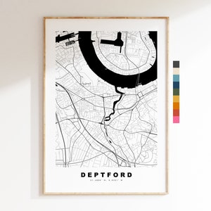 Deptford Map Print - minimalistische Stadtkarte Poster - Map Art - London, UK - Deptford Print - Deptford Poster - verschiedene Farben erhältlich