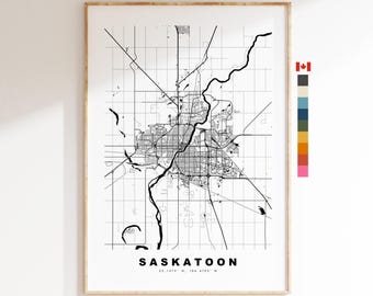 Saskatoon Map Print - City Map Poster - Map Art - Map Wall Art - Canada City Maps - Saskatoon Print - Saskatoon Poster - Minimalist City Map