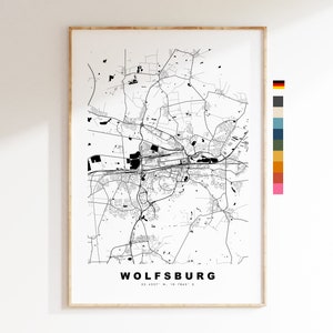 Wolfsburg Map Print - City Map Poster - Map Wall Art - Germany City Maps - Wolfsburg Print - Wolfsburg Poster - Minimalist City Map