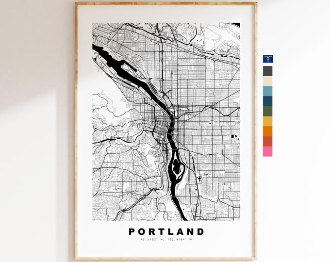 Portland Map Print - City Map Poster - Map Art - USA City Maps - Portland Print - Portland Poster - Minimalist City Map - Oregon