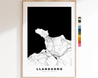 Llandudno Map Print - Minimalist City Map Poster - Map Art - Wales - Llandudno Print - Llandudno Poster - Different Colours Available
