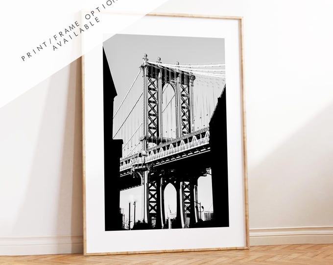 Manhattan Bridge - Black and White Photography Print - New York City Print - Poster - Artwork - Minimalist - Architecture - Bridge - NYC