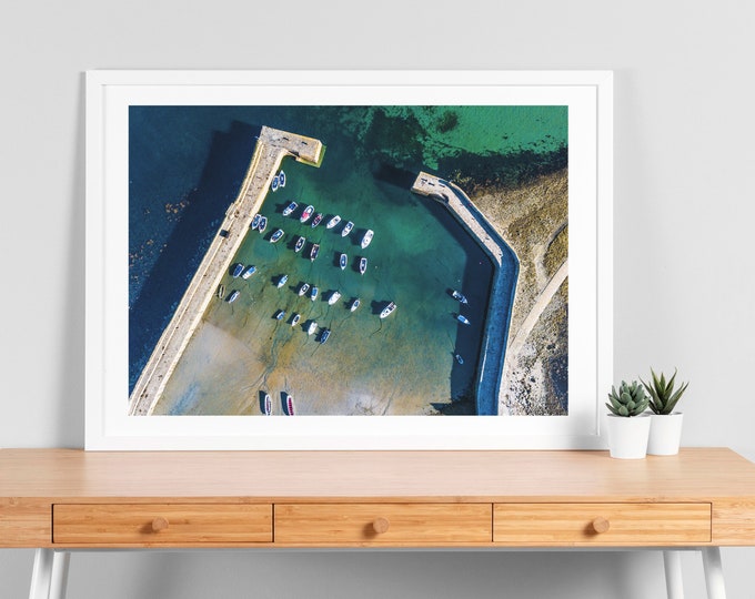 Coastal Photography Print - Harbour Boats - Cornwall - Cornwall Photography Print - Coastal Wall Art - Coastal Landscape - Canvas - Framed