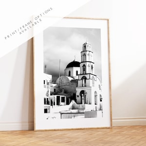 Griekenland zwart-wit fotografie print - Griekenland - print - poster - Santorini fotografie - kunst aan de muur Griekenland - zwart-wit - zwart-wit