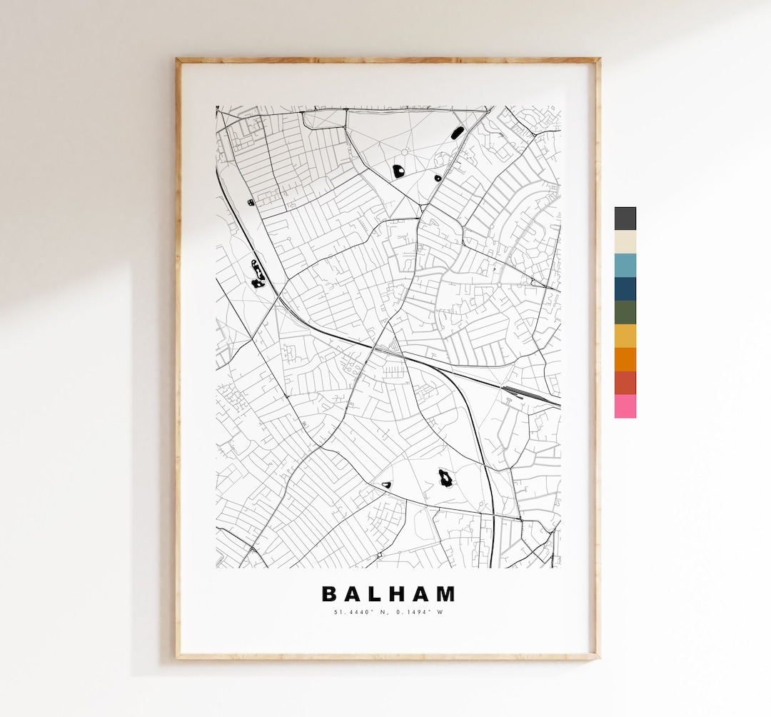 Balham Map Print - Minimalist City Map Poster - Map Art - London, UK ...