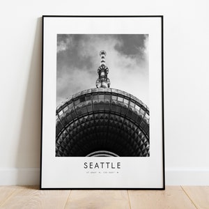 Seattle City Poster Print - Black and White Minimalist City Print - Coordinates - Seattle Poster - Seattle Art Print - Poster - USA - Gift