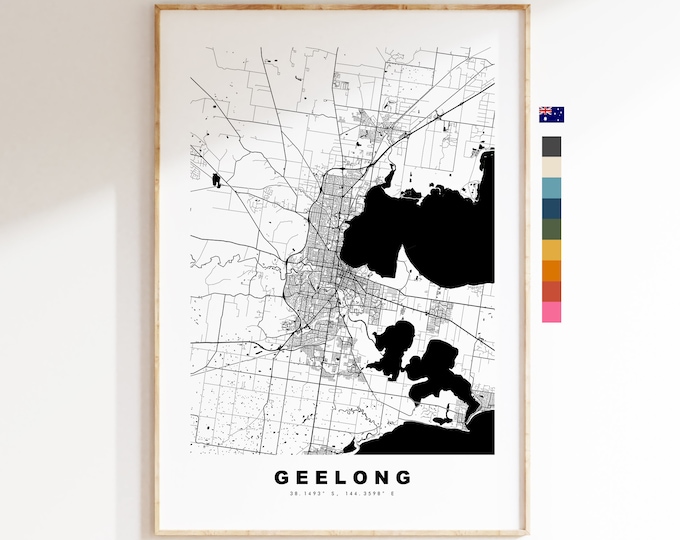 Geelong Map Print - City Map Poster - Map Wall Art - Australia City Maps - Geelong Print - Geelong Poster - Minimalist City Map - Australia