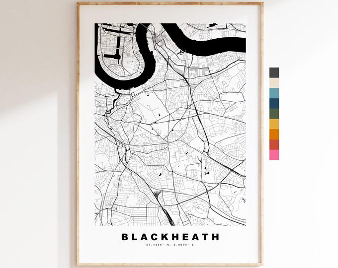 Blackheath Map Print - Minimalist City Map Poster - Map Art - UK - Blackheath Print - Blackheath, London - Different Colours Available