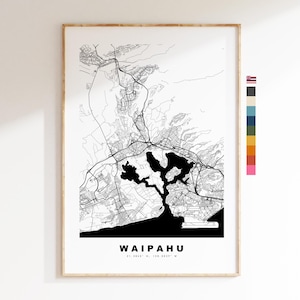 Waipahu Carte de la ville Imprimer - impression de carte - art de la carte - estampes ou impressions encadrées - minimaliste - États-Unis