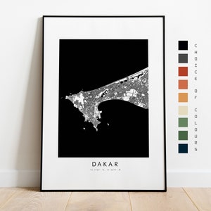 Dakar Karte Print - Stadt Karte Poster - Landkarte Kunst - Landkarte Wandkunst - Senegal Stadtplan - Dakar Print - Dakar Poster - Wandkunst - Landkarte - Afrika