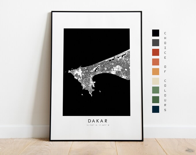 Dakar Map Print - City Map Poster - Map Art - Map Wall Art - Senegal City Map - Dakar Print - Dakar Poster - Wall Art - Map - Africa