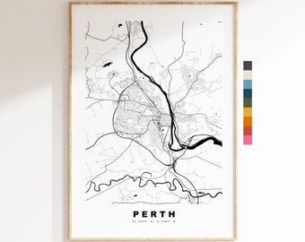 Perth Map Print (Scotland) - Minimalist City Map Poster - Map Wall Art - Scotland - Perth Print - Perth Poster - Different Colours Available