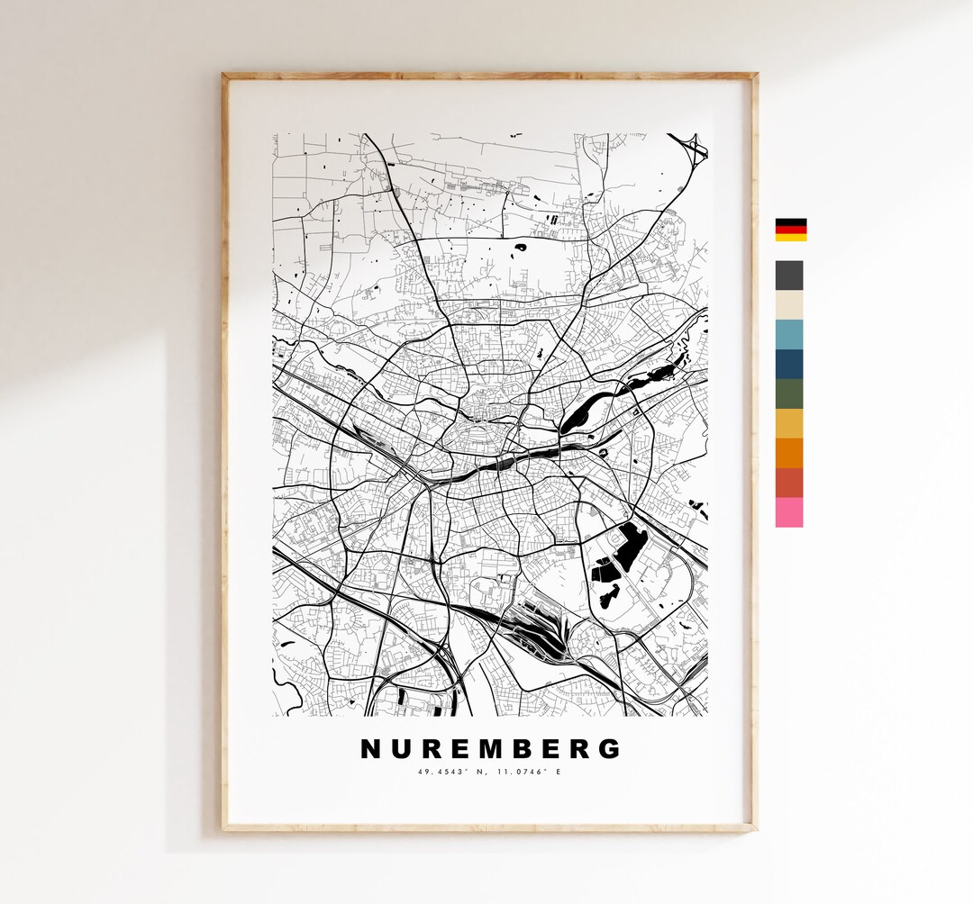 Nuremberg Map Print - City Map Poster - Map Wall Art - Germany City ...