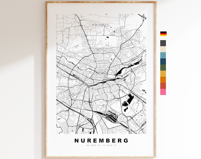 Nuremberg Map Print - City Map Poster - Map Wall Art - Germany City Maps - Nuremberg Print - Nuremberg Poster - Minimalist City Map