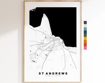 St Andrews Map Print - Minimalist City Map Poster - Map Art - Scotland - St Andrews Print - St Andrews Poster - Different Colours Available