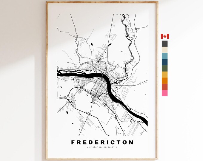 Fredericton Map Print - City Map Poster - Map Art - Map Wall Art - Canada City Maps - Fredericton Print - Poster - Minimalist City Map
