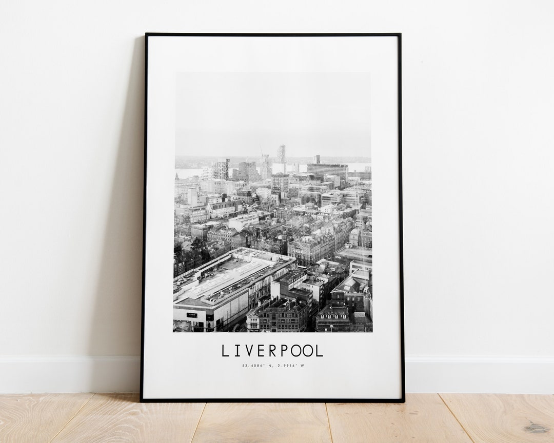 Liverpool City Poster Print Black and White Minimalist City Print