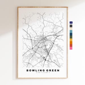 Bowling Green Carte de la ville Imprimer - impression de carte - art de la carte - estampes ou impressions encadrées  - États-Unis