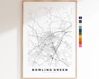 Bowling Green Map Print - City Map Poster - Map Art - USA City Maps - Bowling Green Print - Poster - Minimalist City Map - Kentucky