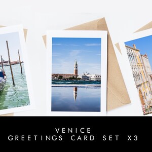 Ensemble de cartes de voeux Venise - 3 cartes de voeux - intérieur vierge - marron recyclé - lune de miel - mariage - anniversaire - voyage - cadeau - anniversaire