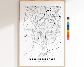 Stourbridge Map Print - Minimalist City Map Poster - Map Art - UK - Stourbridge Print - Stourbridge Poster - Different Colours Available