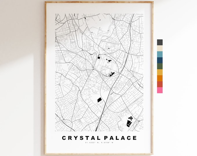 Crystal Palace Map Print - Minimalist City Map Poster - Map Art - London, UK - Crystal Palace Print - Poster - Different Colours Available