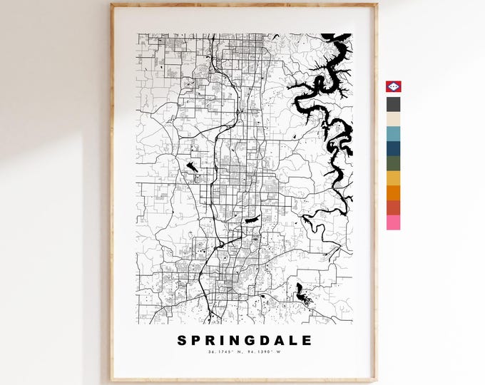 Springdale Map Print - City Map Poster - Map Art - USA City Maps - Springdale Print - Springdale Poster - Minimalist City Map - Arkansas