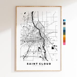 St Cloud Carte de la ville Imprimer - impression de carte - art de la carte - estampes ou impressions encadrées - minimaliste - États-Unis
