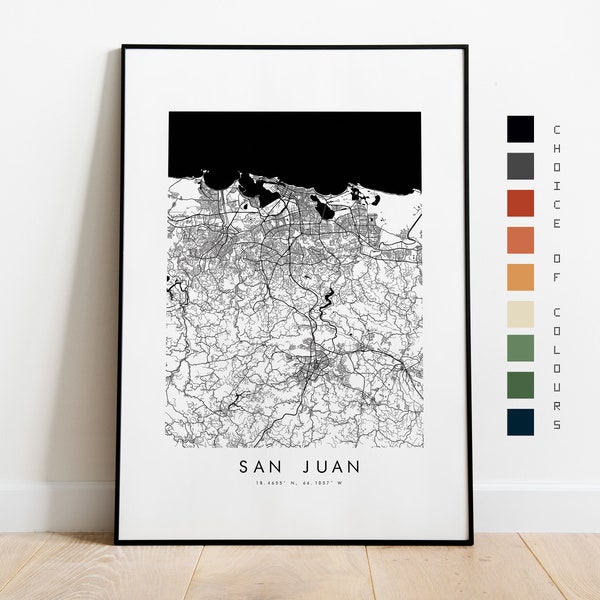 San Juan Map Print - City Map Poster - Map Art - Map Wall Art - Puerto Rico City Map - San Juan Print - San Juan Poster - Wall Art - Map