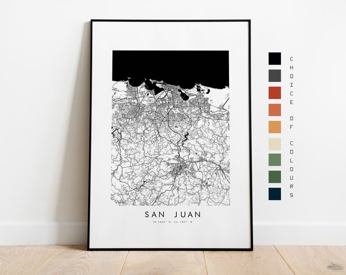 San Juan Map Print - City Map Poster - Map Art - Map Wall Art - Puerto Rico City Map - San Juan Print - San Juan Poster - Wall Art - Map