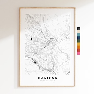 Impresión de mapa de Halifax - Póster de mapa de ciudad minimalista - Arte de pared con mapas - Reino Unido - Impresión de Halifax - Póster de Halifax - Diferentes colores disponibles