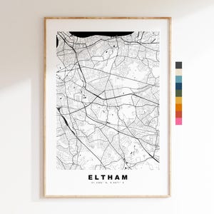 Eltham Map Print - Minimalist City Map Poster - Map Art - UK - Eltham Print - Eltham, London - Different Colours Available