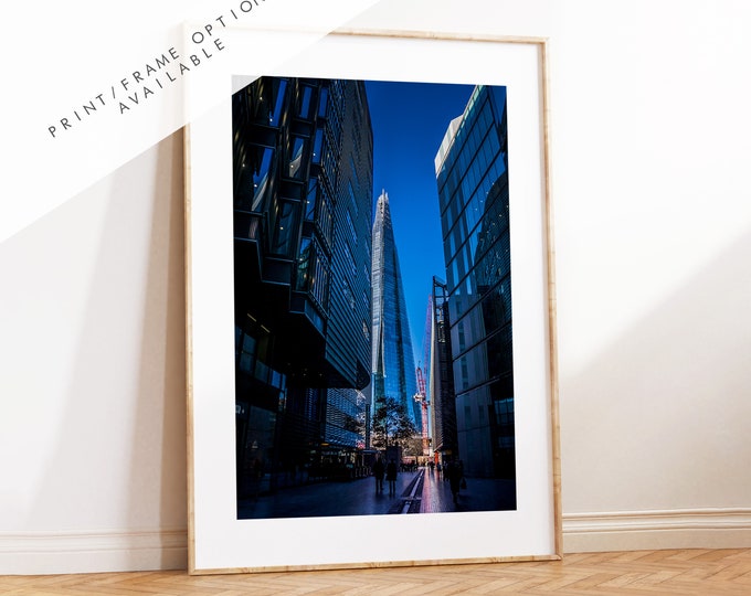 Modern London Print - London Photography Print - Fine Art Photography - London Print - Poster - Wall Art - Shard - Shard London - Blue