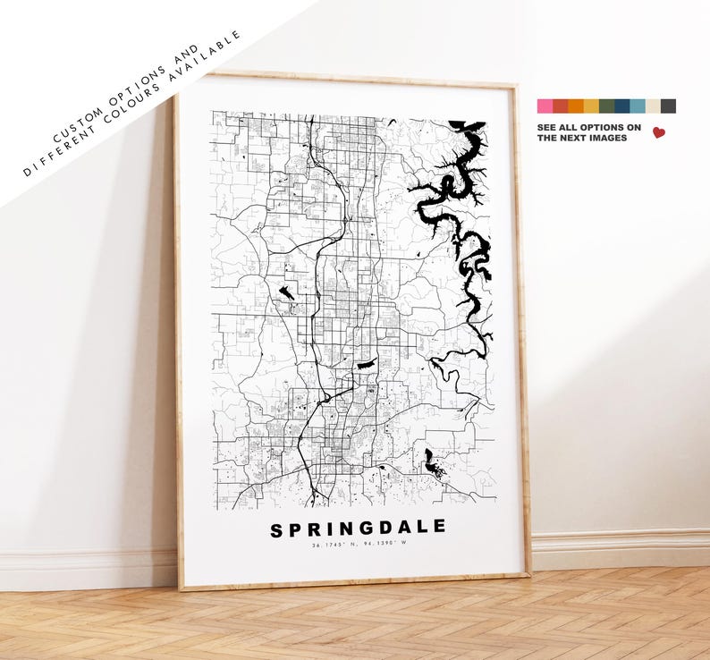 Springdale Map Print - City Map Poster - Map Art - USA City Maps ...