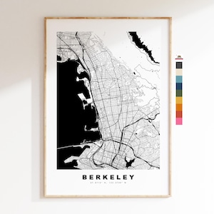 Berkeley Carte de la ville Imprimer - impression de carte - art de la carte - estampes ou impressions encadrées - minimaliste - États-Unis