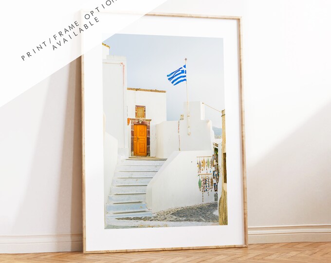 Greece Flag Photography Print - Greece - Print - Poster - Santorini Photography - Greece Wall Art - Greek - Greece Print - Greece Poster