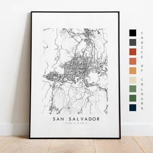 San Salvador Map Print - City Map Poster - Map Art - Map Wall Art - El Salvador City Map - San Salvador Print - Poster - Wall Art - Map