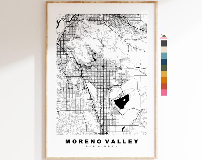 Moreno Valley Map Print - City Map Poster - Map Art - USA City Maps - Moreno Valley Print - Poster - Minimalist City Map - California