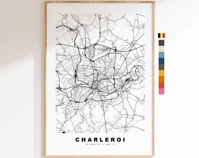 Charleroi Map Print - City Map Poster - Map - Map Wall Art - Belgium City Maps - Charleroi Print - Charleroi Poster - Minimalist City Map