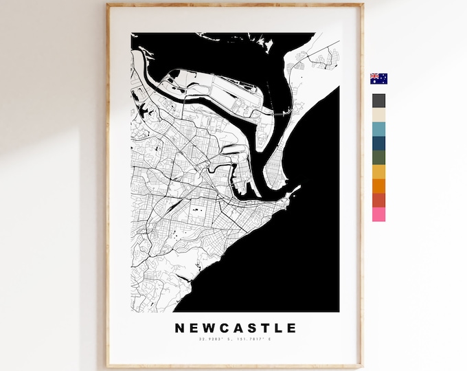 Newcastle, Australia Map Print - City Map Poster - Map Wall Art - Australia City Maps - Newcastle Print - Poster - Minimalist City Map