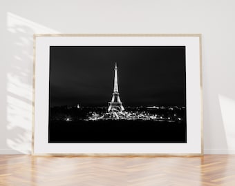 Wieża Eiffla w nocy krajobraz wydruk - Paryż fotografia wydruk - Fine Art Photography - Paryż sztuka ścienna - Paryż - wydruk - plakat - Paryż