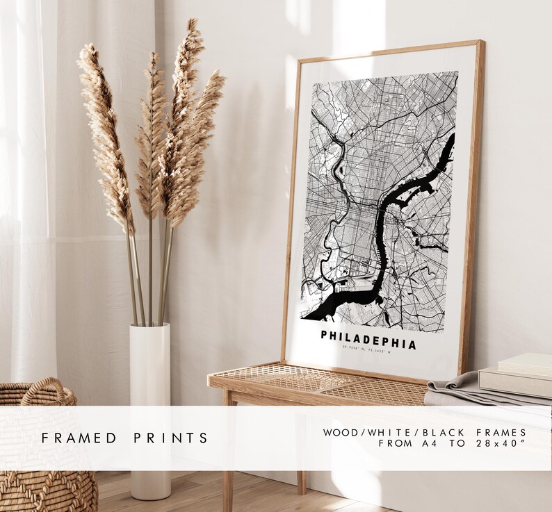 Frame Philadelphia Philadelphia Map Print - City Map Poster - Map Art - USA City Maps ...