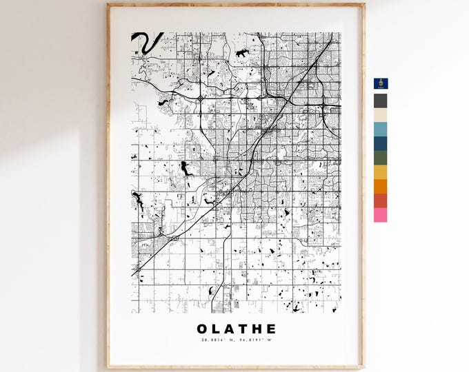 Olathe Map Print - City Map Poster - Map Art - USA City Maps - Olathe Print - Olathe Poster - Minimalist City Map - Kansas