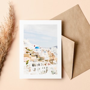 Santorini Biglietto di auguri - Biglietto di auguri - Interno vuoto - Compleanno - Anniversario - Festa della mamma - Festa del papà - Vacanza - Biglietto di auguri