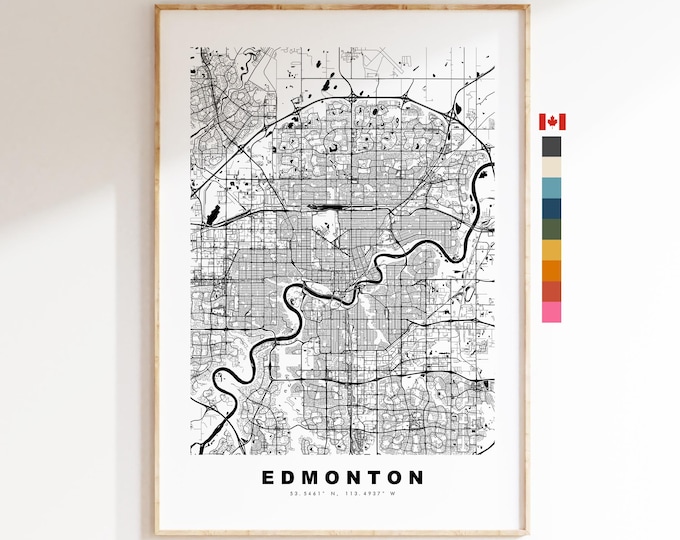 Edmonton Map Print - City Map Poster - Map Art - Map Wall Art - Canada City Maps - Edmonton Print - Edmonton Poster - Minimalist City Map